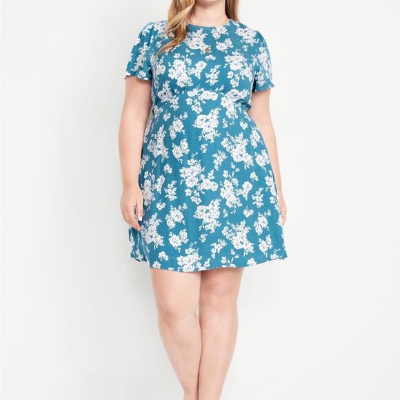 Old Navy bold floral Printed Crepe Mini Dress - Picture 1 of 12